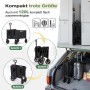 Sekey Bollerwagen faltbar, 120L, schwarz, in verschiedenen Faltstadien und im Kofferraum.