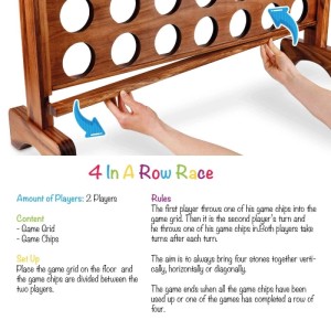 Toyfel Ace 4 Gewinnt XXL aus Kiefernholz: Großes Holzspiel für 2 Spieler, ideal für Kindergeburtstage.