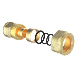 Kirchhoff Übergangsstück 16 mm x 24,2 mm (3/4 IG) Klemmfitting für MSVR Blank, Einzelteile im Detail.