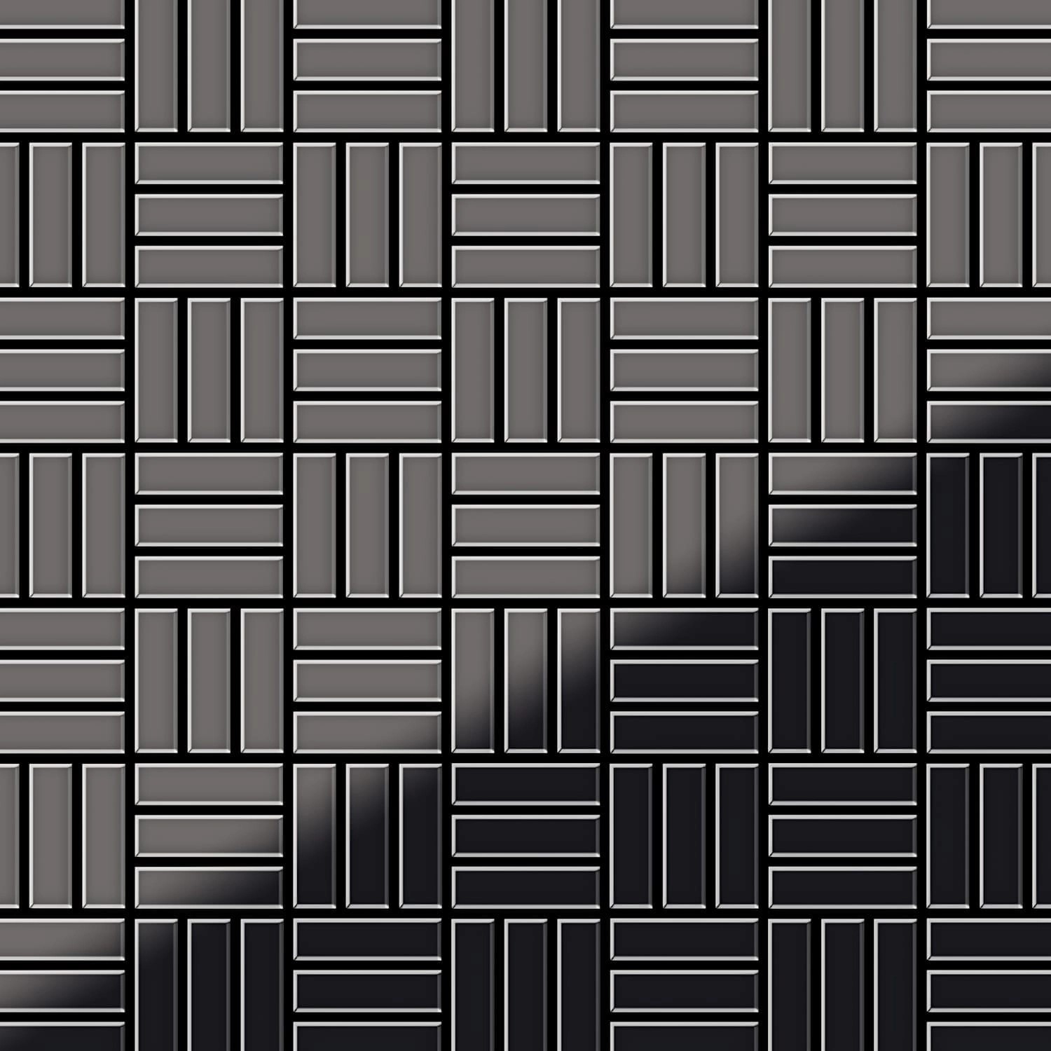 ALLOY Mosaik Fliese Massiv Metall Titan Hochglanz Dunkelgrau 1,6mm Basketwe günstig online kaufen