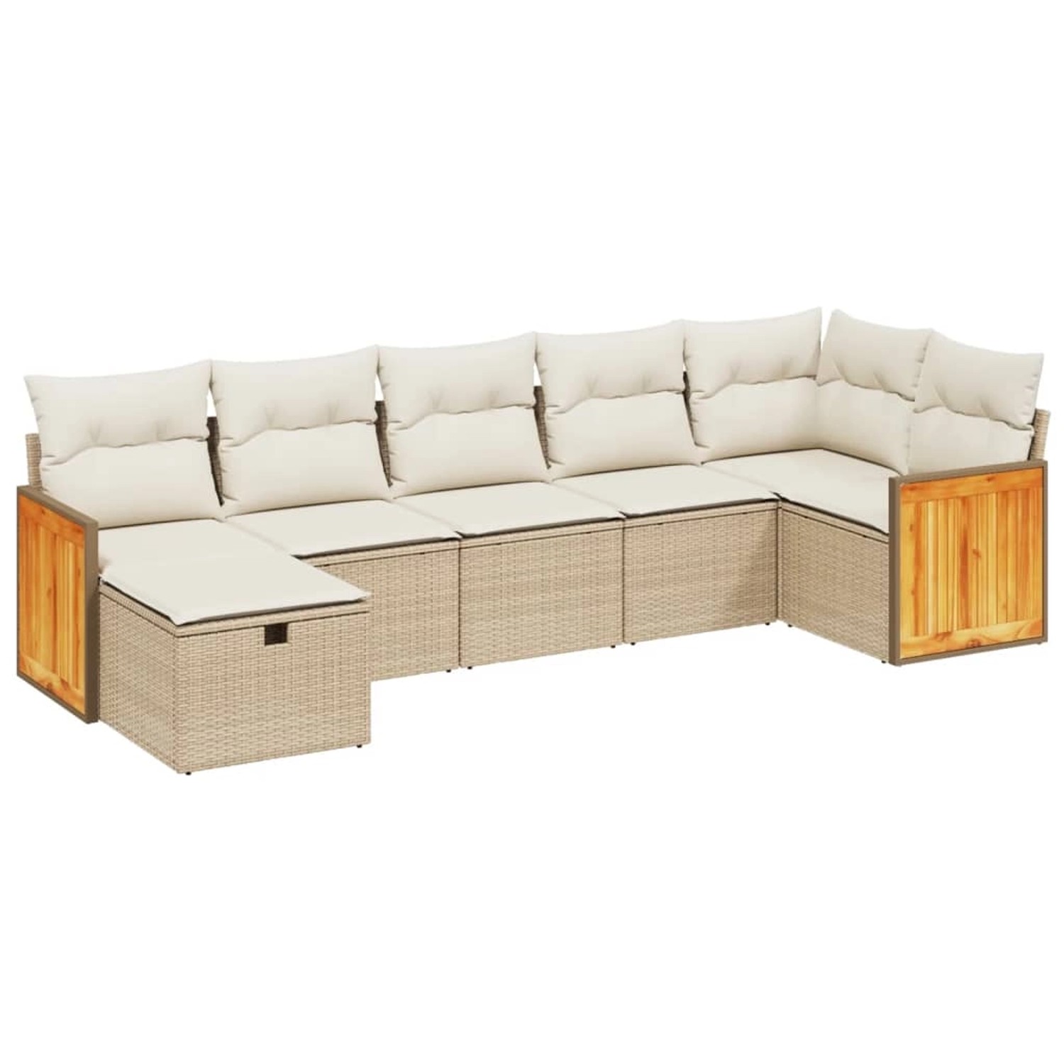 vidaXL 7-Tlg Garten-Sofagarnitur mit Kissen Beige Poly Rattan 3265748 günstig online kaufen