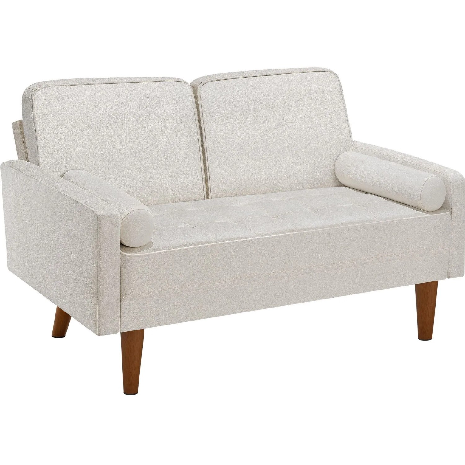 Tectake Sofa Skagen 2 Sitzer  300 kg Belastbar 15 cm Sitzpolster Mit Federkern und Steppmuster  135 x 76 x 85 cm Samtoptik Creme