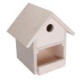 Unbehandeltes Pebaro Holz Vogelhaus zum Selbstbauen, mit spechtsicherem Einflugloch.