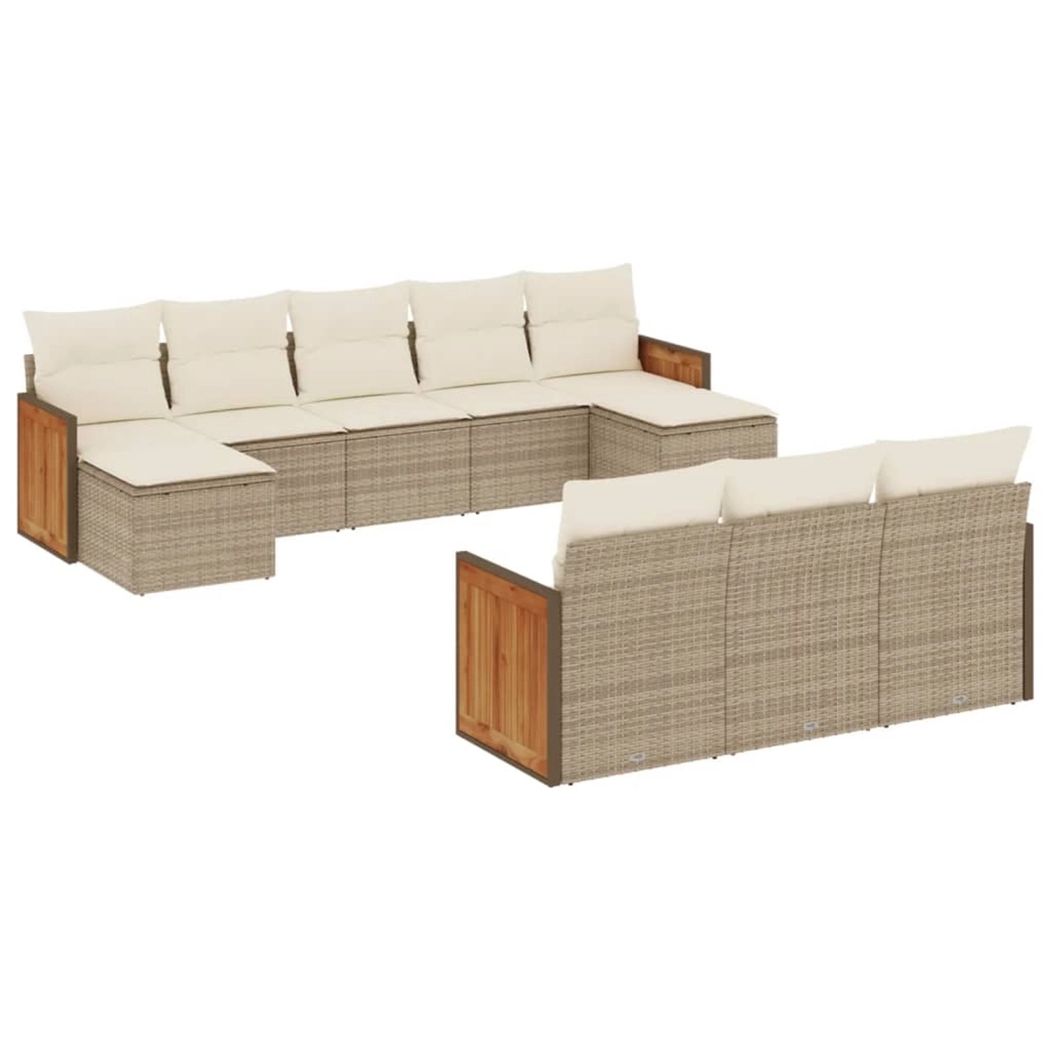 vidaXL 10-Tlg Garten-Sofagarnitur mit Kissen Beige Poly Rattan 3228095 günstig online kaufen