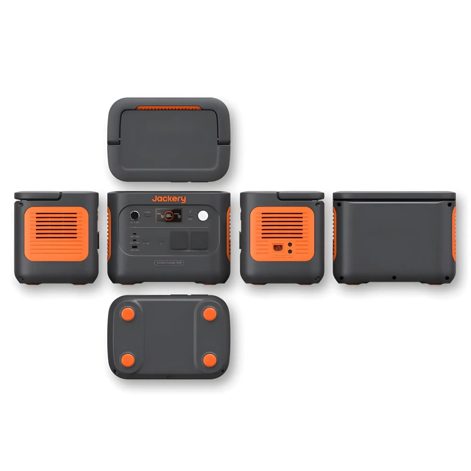 Jackery Explorer 1000 v2 Powerstation, 1070Wh, verschiedene Ansichten. Mobile Stromversorgung für Balkonkraftwerke.