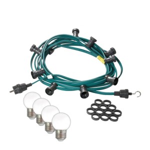 Satisfire Illu-Partylichterkette Grün 20m mit kaltweißen LEDs für Garten und Biergarten.