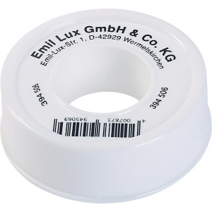 Rolle Gewindedichtband, weiß, 0,08 mm x 12 mm x 12 m, zum Abdichten von Gewinden.