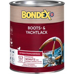 Dose Bondex Boots- und Yachtlack, farblos, hochglänzend, 750 ml.
