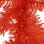 Rote Weihnachtsgirlande aus PVC, Nahaufnahme der künstlichen Nadeln. Ideal für festliche Dekoration.