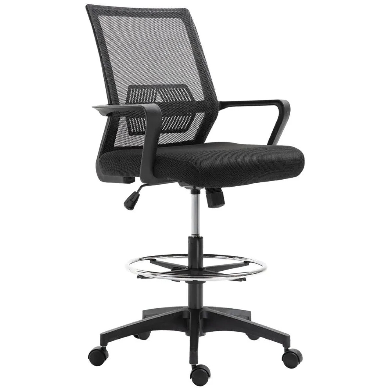 Vinsetto Bürostuhl Polyester Kunststoff 64L x 59B x 104-124H cm Schwarz