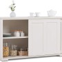 Costway Buffetschrank Aufbewahrungsschrank Cremeweiß 107 x 33 x 60 cm_2