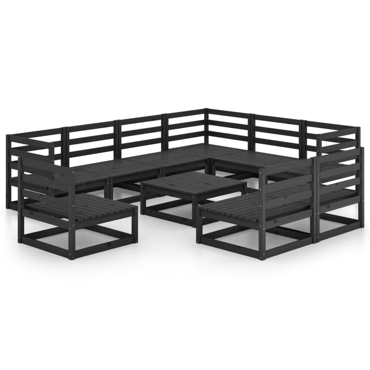 vidaXL 10-tlg Garten-Lounge-Set Schwarz Massivholz Kiefer Modell 2 günstig online kaufen