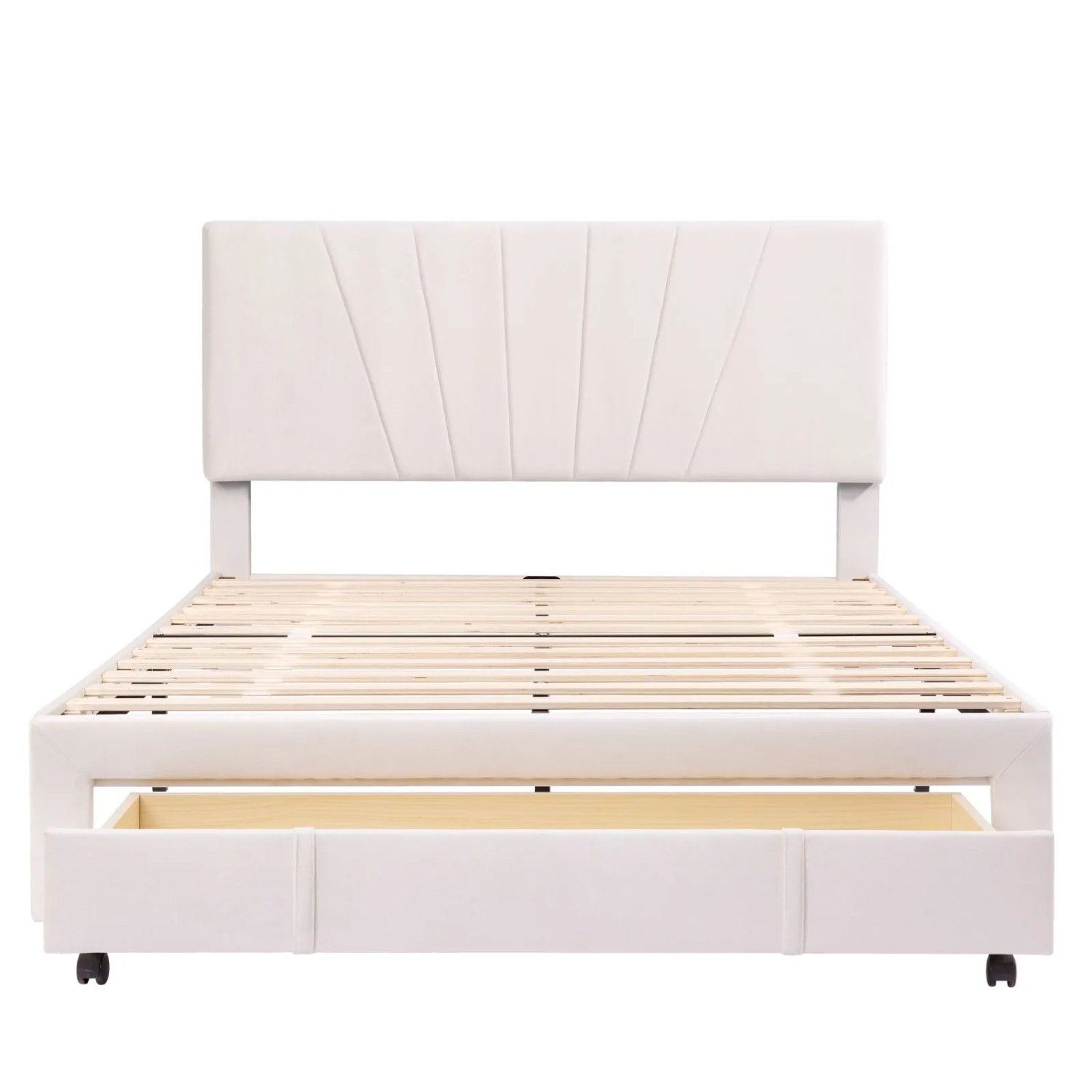 Polsterbett 140 x 200 Doppelbett mit Lattenrost und Schublade Bett aus Samtstoff für Erwachsene und Jugendliche