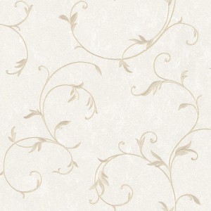 Beige-bronzefarbene Barock Tapete Giulia M1 No 2112 mit floralem Muster.