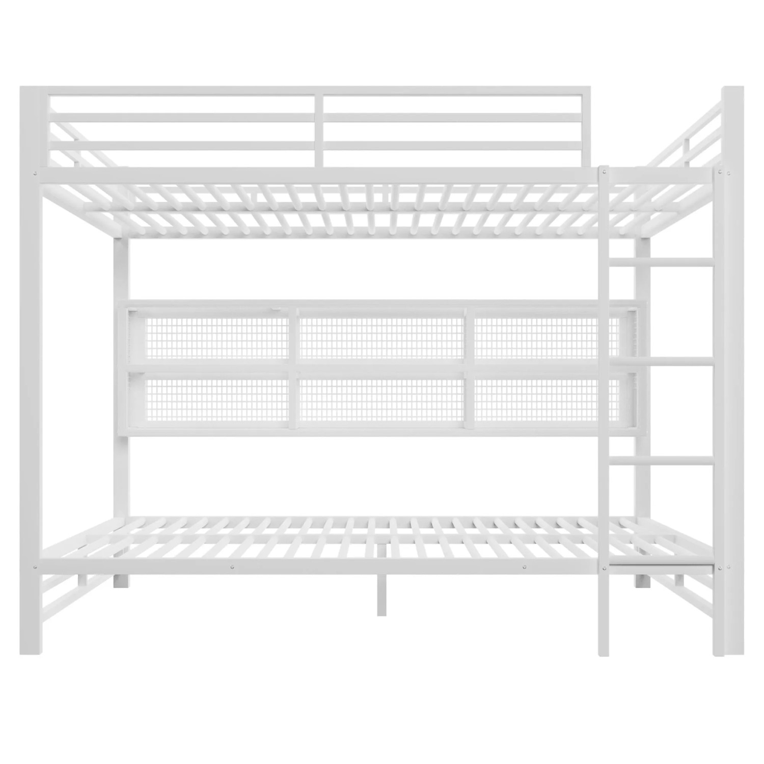 Merax Etagenbett 140x200 cm mit Stauraumschränken LED Weiß