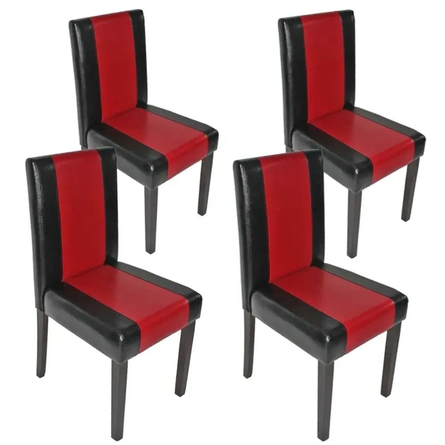 MCW Esszimmerstuhl Littau 4er-Set Kunstleder Schwarz-Rot Dunkle Beine