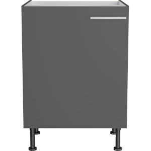 Optifit Spülenunterschrank Ingvar420, 60 cm, Anthrazit Matt mit Tür und Edelstahlgriff.