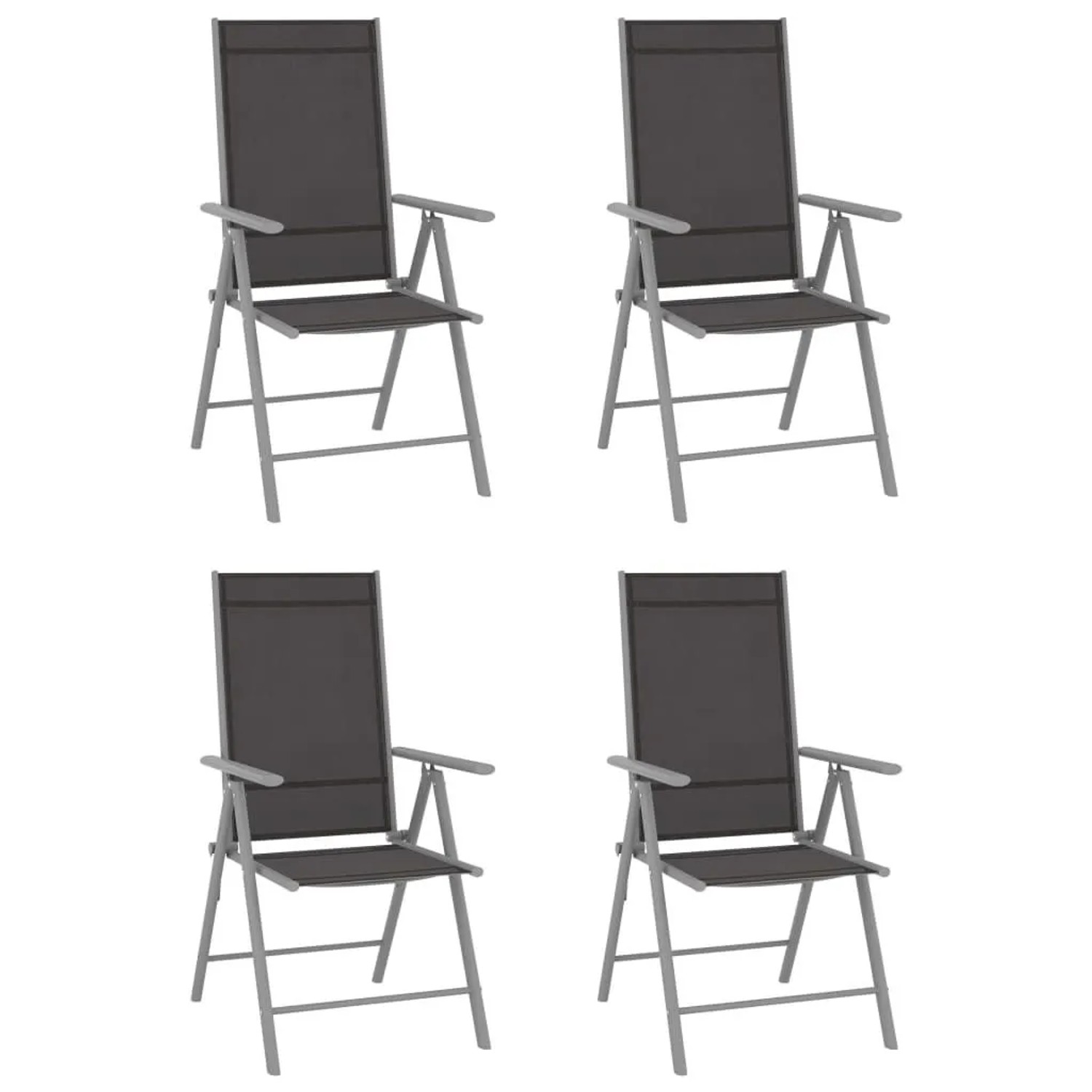 Furnicato Gartenstühle Klappbar 4 Stk  Textilene Schwarz