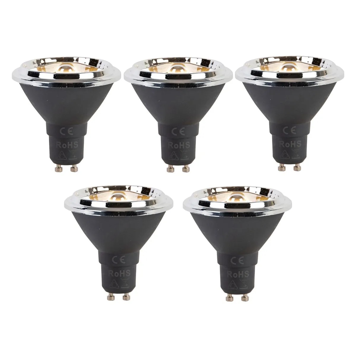 LUEDD Set mit 5 Dimmbaren GU10 LED Leuchtmitteln AR70 6W 450lm 2700K
