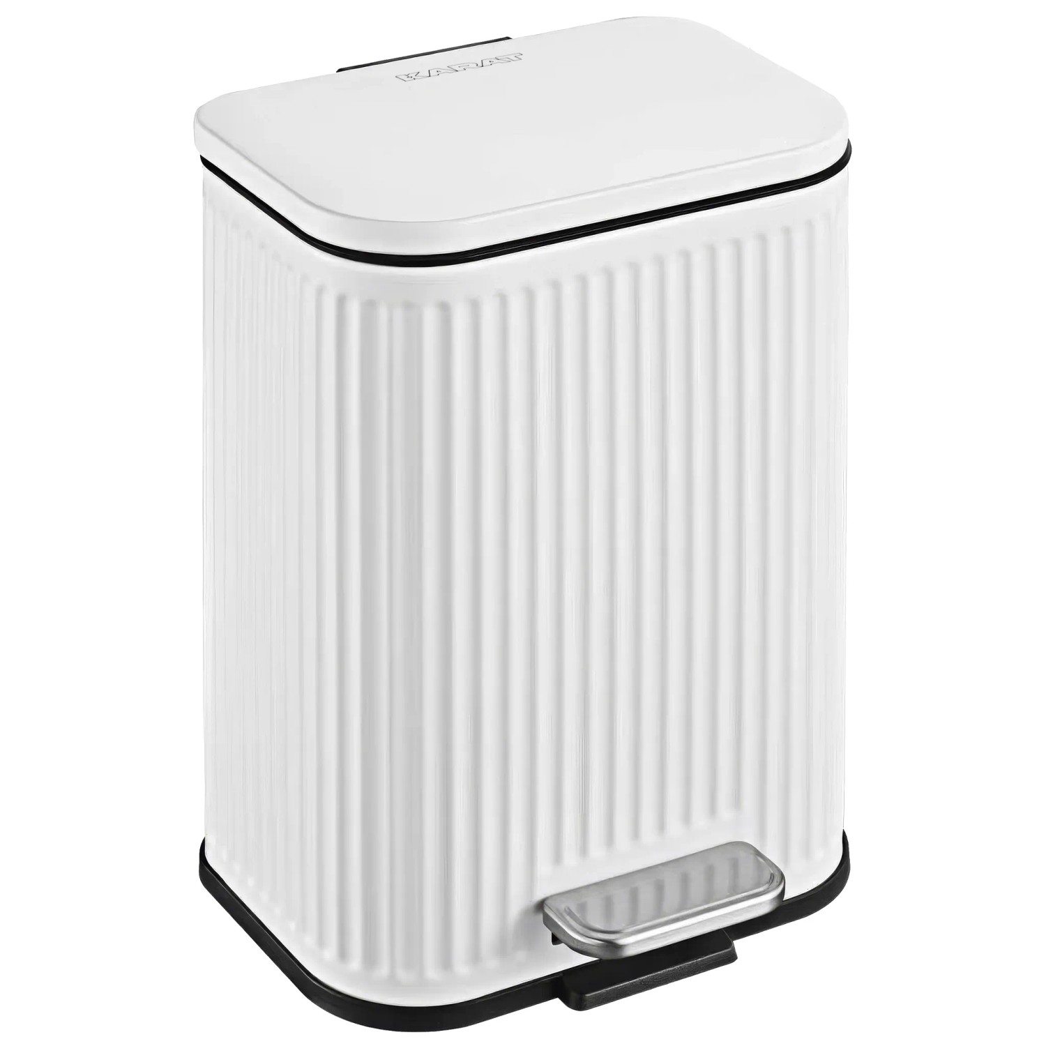 Floordirekt Mülleimer Miles Abfalleimer Treteimer Herausnehmbar Soft-Close Weiß 5 L