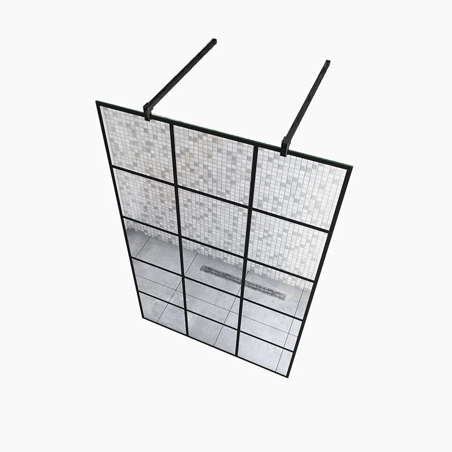 Duschparadies Walk in Glas 97.5 x 200cm Freieingang Duschabtrennung 8mm Nano Glas Dusche Duschwand Gittermuster