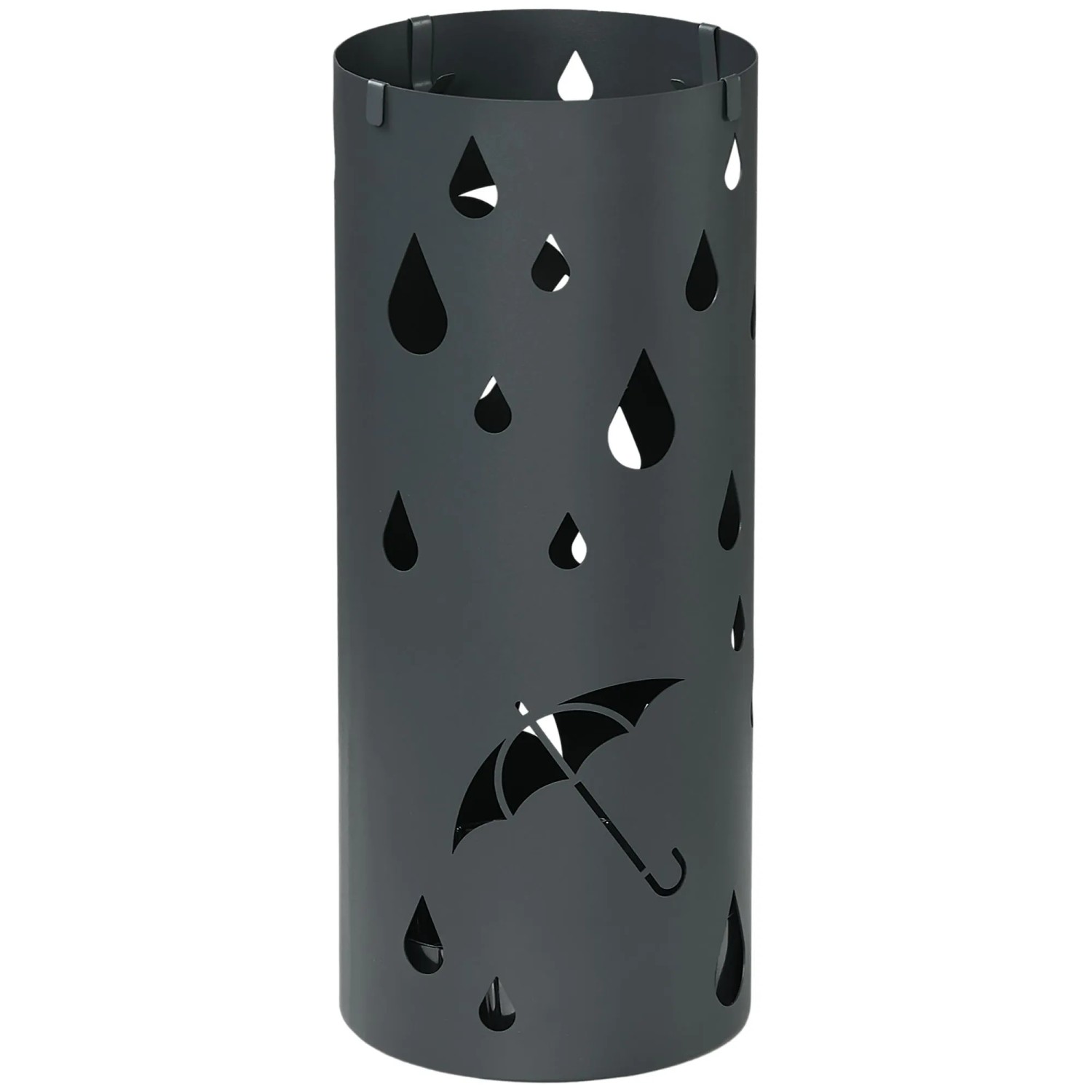 HOMCOM Schirmständer Regenschirmständer mit 4 Haken, Schirmhalter, Stahl, dunkelgrau (Schirmhalter für Gehstöcke, Regenschirme, 1 St., Stahl), Ø17 x 41 cm, Dunkelgrau