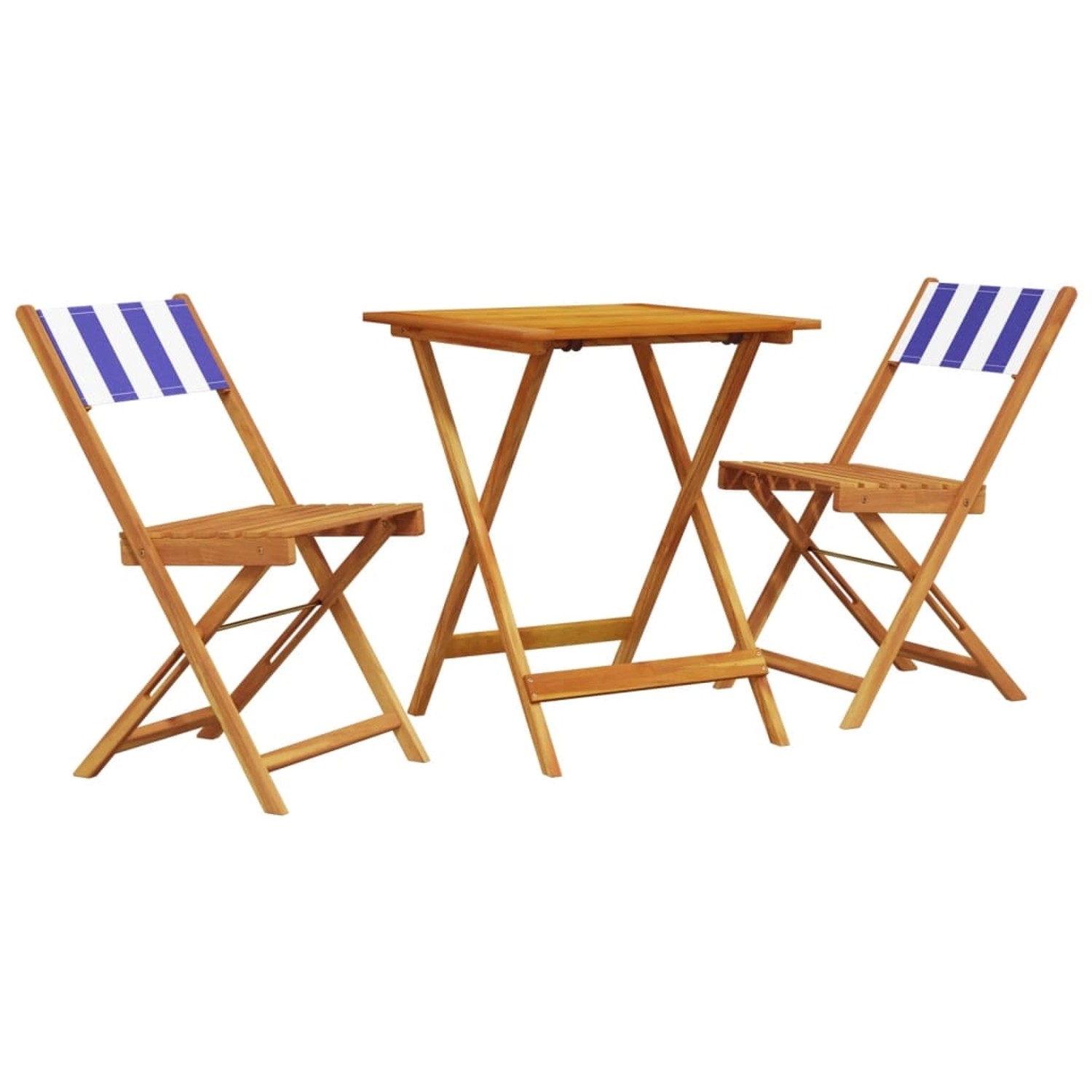vidaXL 3-Tlg Bistro-Set Blau und Weiß Stoff und Massivholz 3281765 günstig online kaufen