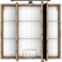 Offener Held Möbel 3D-Spiegelschrank Rom 70 cm in Wotaneiche mit Glasböden und Aufsatzleuchte.