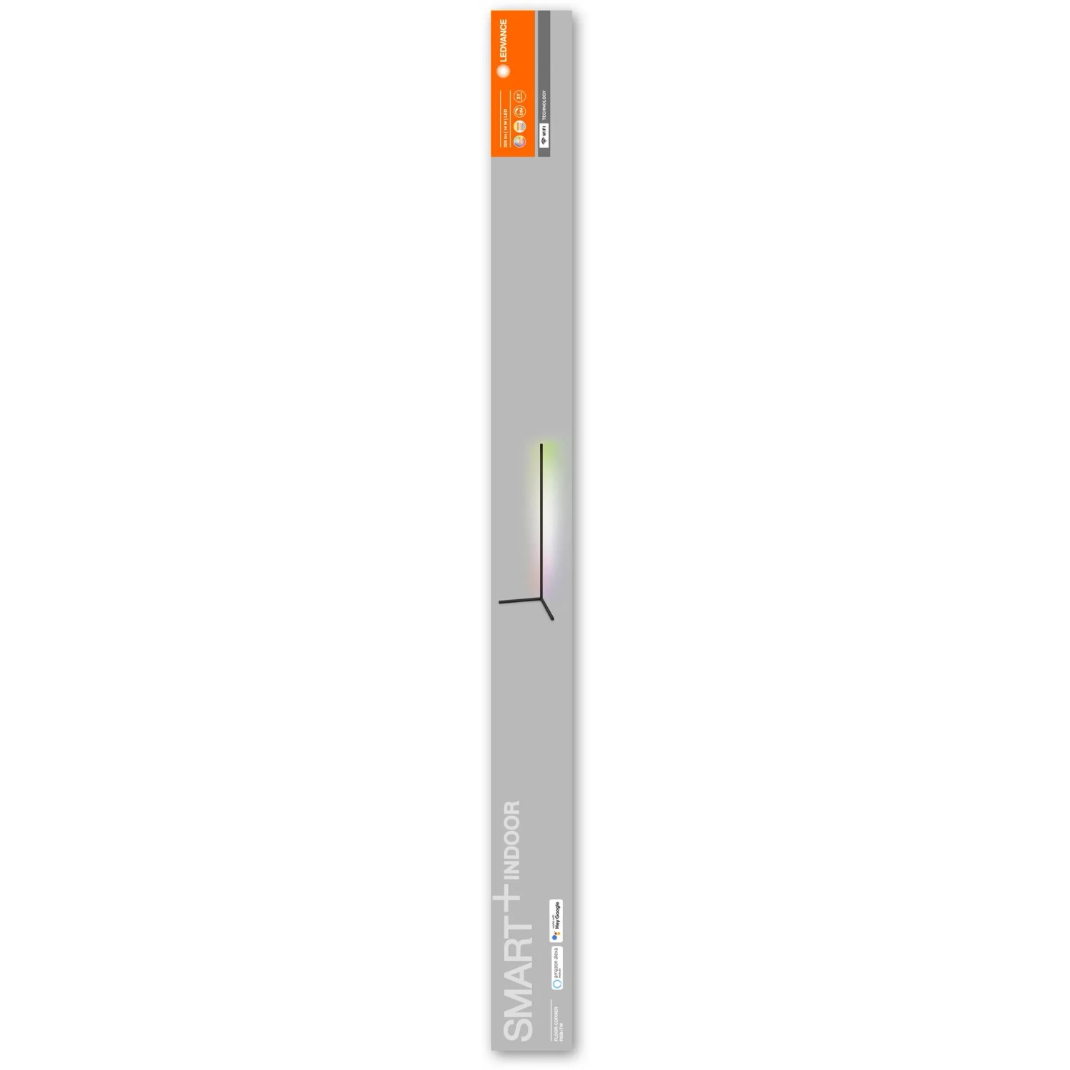 Verpackung der Ledvance Smart+ WiFi Stehlampe Boden Ecke Schwarz 142 cm.