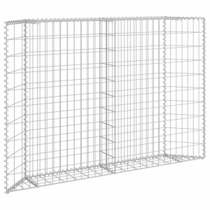 furnicato Gabionen-Hochbeet Trapezform aus verzinktem Stahl, 150x20x100 cm, leer.