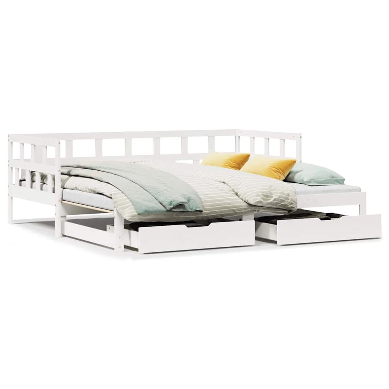 vidaXL Tagesbett Ausziehbar mit Schubladen ohne Matratze Weiß 90x200cm 3302 günstig online kaufen