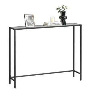 Schwarzer Songmics Konsolentisch Baris mit Hartglas-Oberfläche, minimalistisches Design.