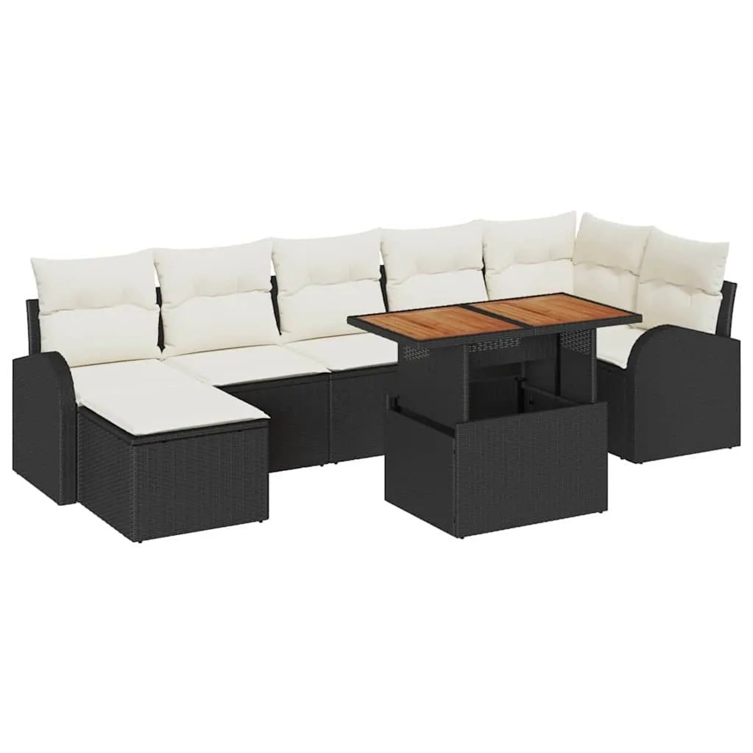 vidaXL Garten-Sofa-Set mit Kissen 8-Tlg Schwarz und Creme 3349613