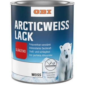 Dose OBI Arctic Weißlack glänzend, 2 Liter. Weißlack für Innen & Außen.