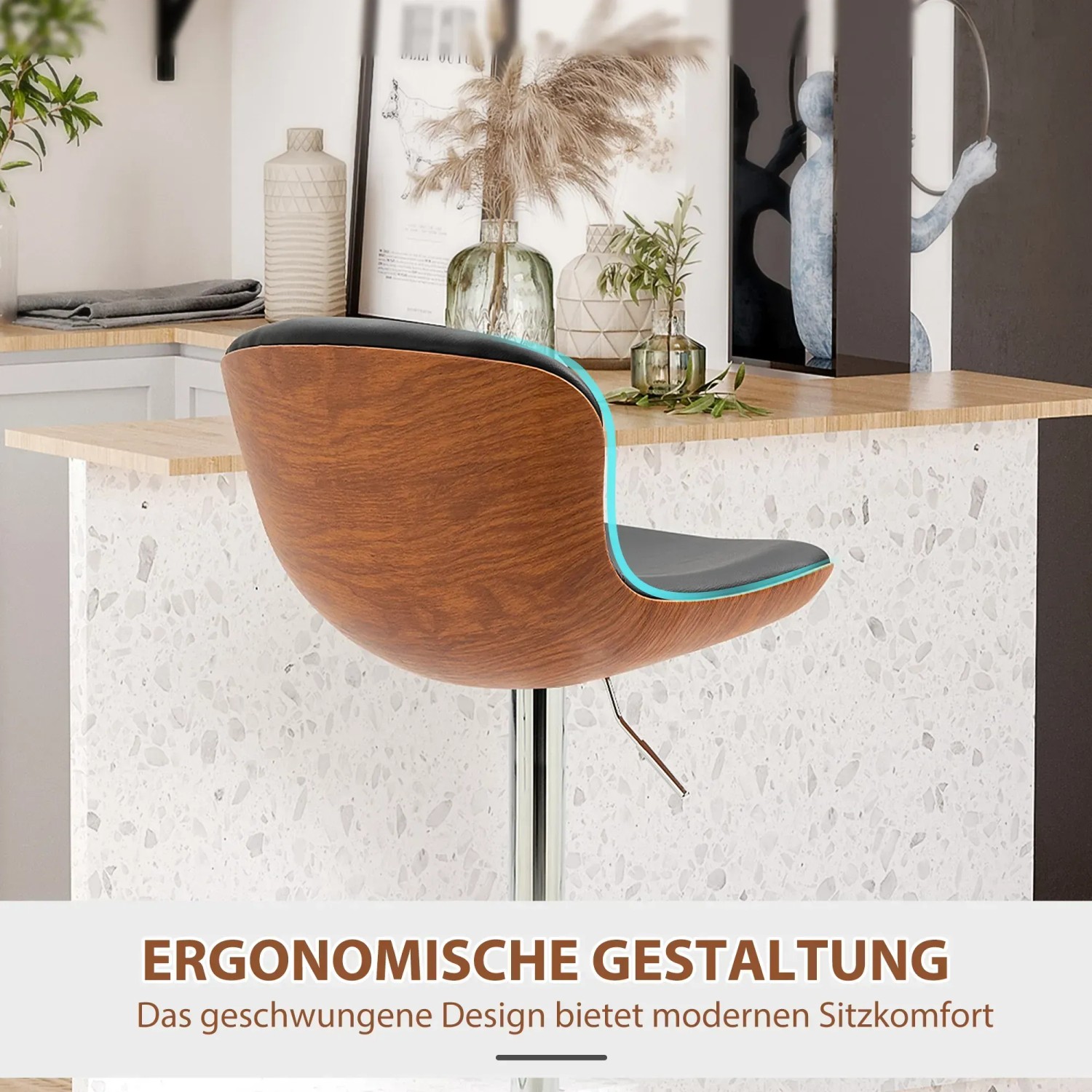 HAUSS SPLOE Barhocker Barhocker Samt 2er Set Verstellbare Barstühle