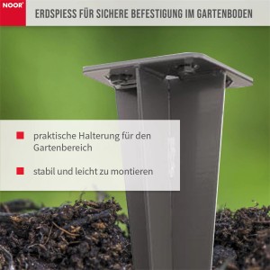 Noor Bodenhülse Erdspieß für Seitenmarkise Exklusiv, Metall, zur Montage im Gartenboden.
