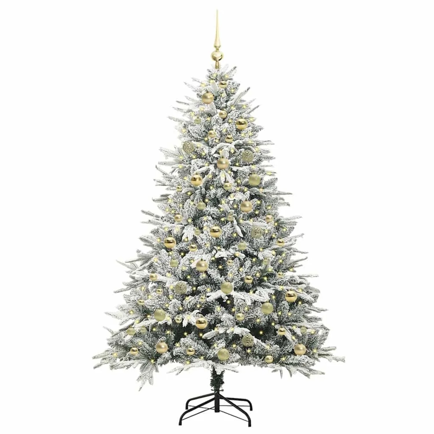 vidaXL Künstlicher Vorbeleuchteter Weihnachtsbaum mit Kugelset Grün 3395401