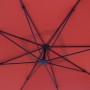 Detailaufnahme: Terracotta Ampelschirm Alvarado, 300x300 cm, mit schwarzem Gestell von unten.