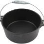 Schwarzer El Fuego Dutch Oven aus Gusseisen, 3,5 l Topf, 1 l Deckel, mit Bügel und Griff.