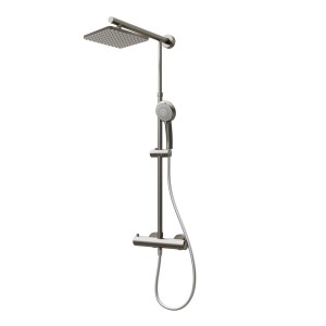 Schulte ExpressPlus Duschsystem Rain Classic mit Thermostat, eckige Kopfbrause.