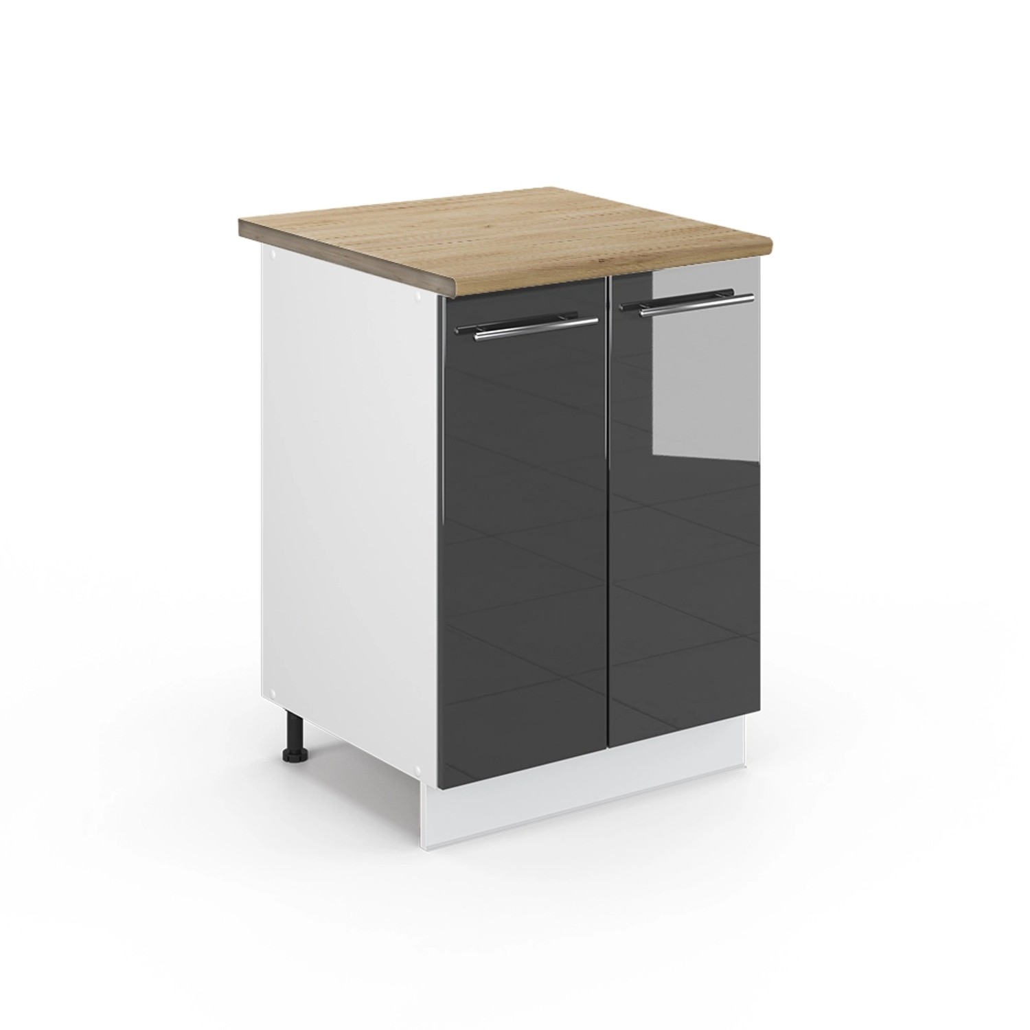 Thumbnail - Vicco Küchenunterschrank Fame-Line Anthrazit Hochglanz/Weiß 60 cm AP Eiche