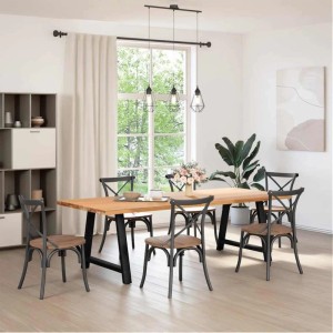 vidaXL Esstisch mit A-förmigen, schwarzen Stahlbeinen (2 Stk., 90x72-73 cm) im Esszimmer.