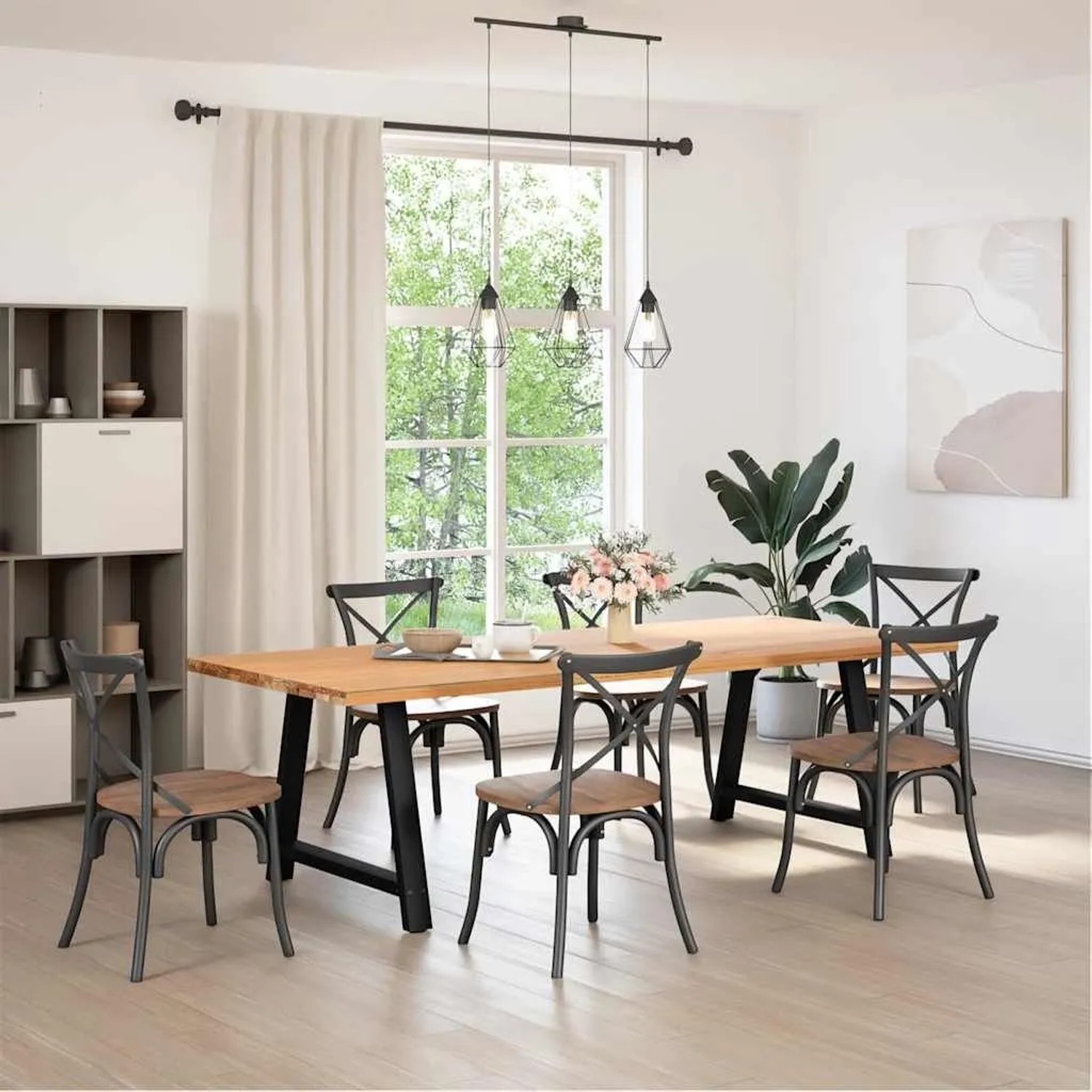 vidaXL Esstisch mit A-förmigen, schwarzen Stahlbeinen (2 Stk., 90x72-73 cm) im Esszimmer.