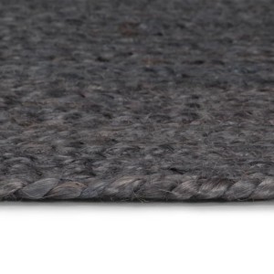 vidaXL Teppich Handgefertigt Jute Rund 90 cm Dunkelgrau 133665