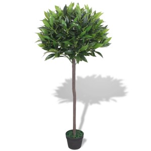 Künstlicher Lorbeerbaum, 125 cm hoch, im Topf. Dekorative Kunstpflanze für Innenräume.