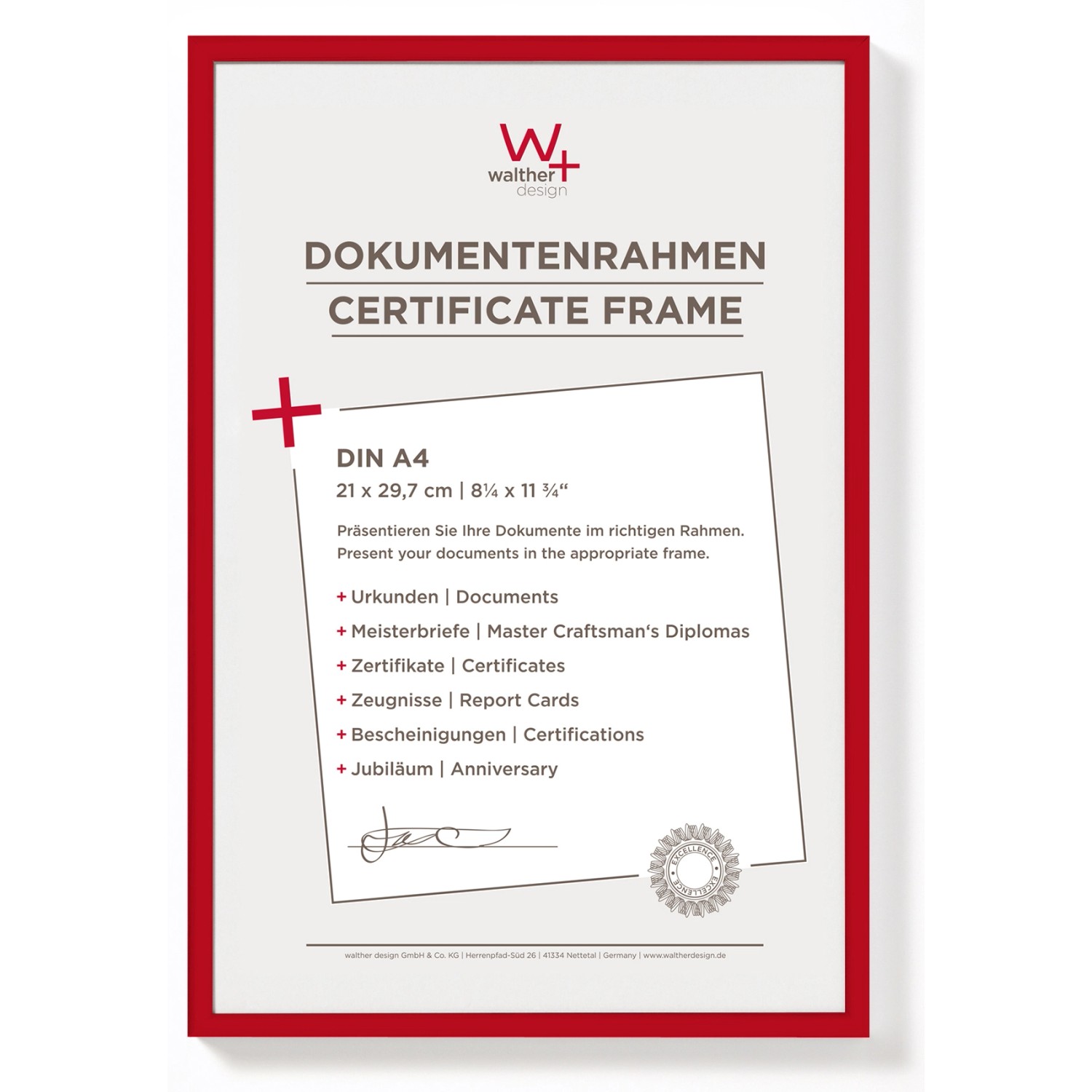 walther design New Lifestyle Kunststoff Bilderrahmen 21x29,7 cm Rot KV130R günstig online kaufen