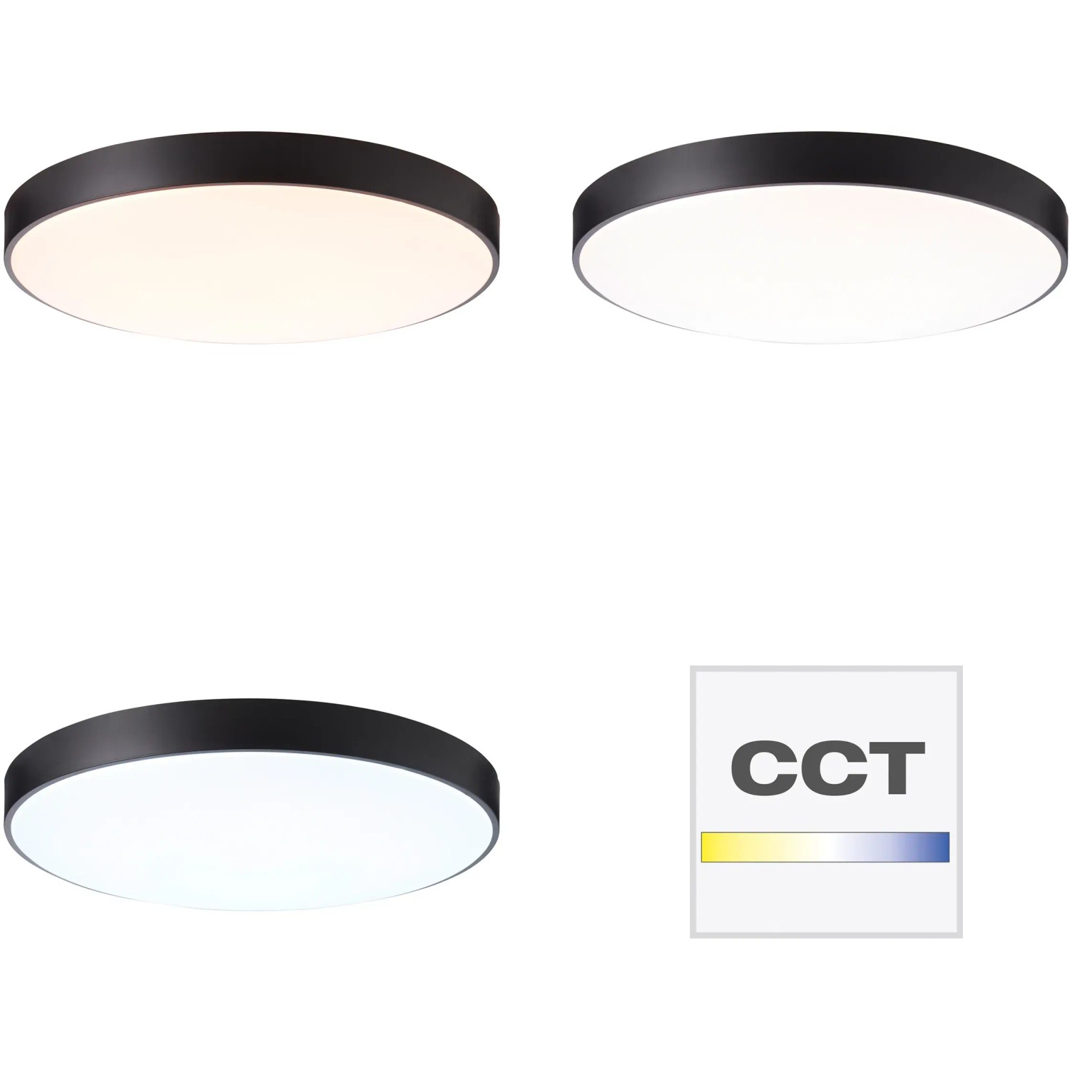 Brilliant LED-Deckenleuchte Slimline, Ø 78cm, schwarz/weiß, mit einstellbarer Lichtfarbe.