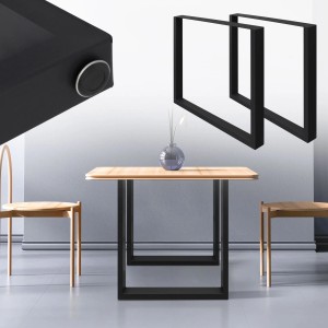 ECD Germany Tischbeine, 2er Set, 60x72 cm, schwarz, Stahl Vierkantprofil für Esstische.