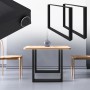 ECD Germany Tischbeine, 2er Set, 60x72 cm, schwarz, Stahl Vierkantprofil für Esstische.