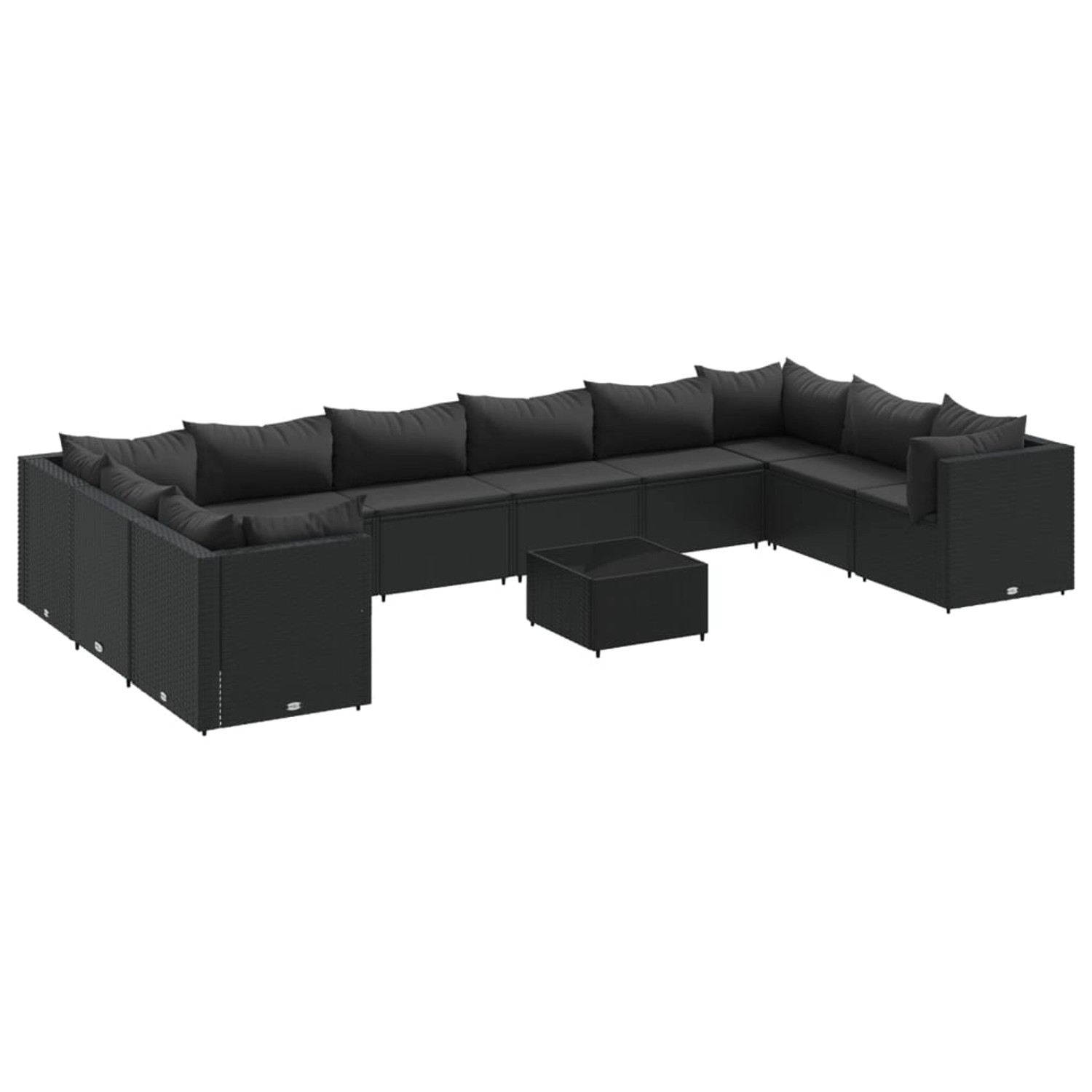 vidaXL 11-tlg Garten-Lounge-Set mit Kissen Schwarz Poly Rattan Modell 32 günstig online kaufen